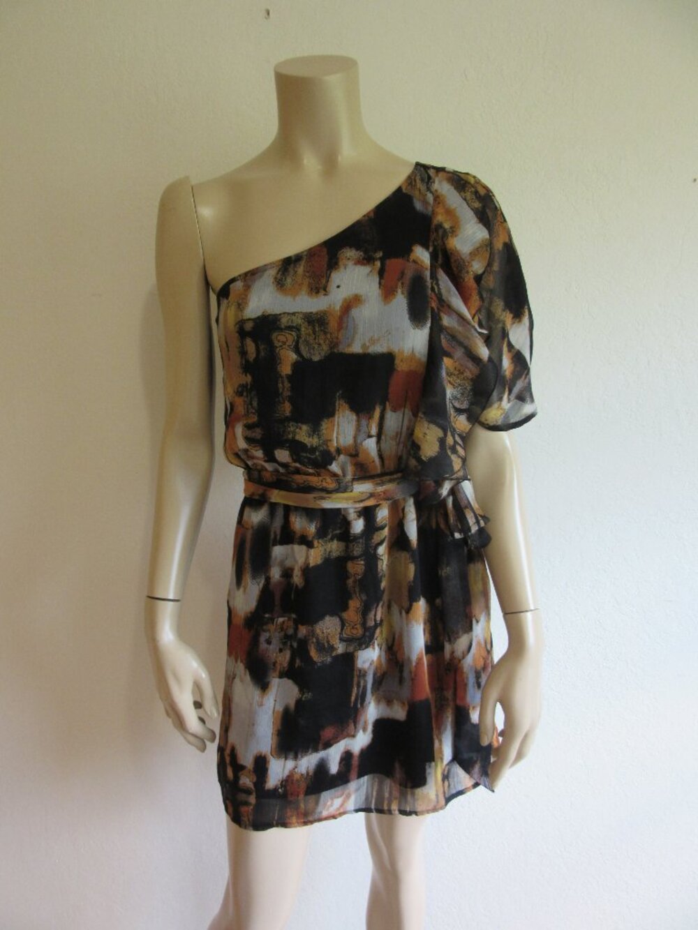 Fire Los Angeles Fall Theme Colors S One Shoulder Flowy Evening Mini Dress